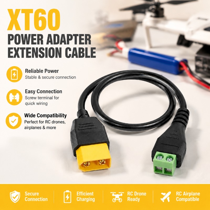 Fpv Drone Charger - XT60 Connector Man/Vrouw naar 2-pins schroefklemmenadapterkabel,