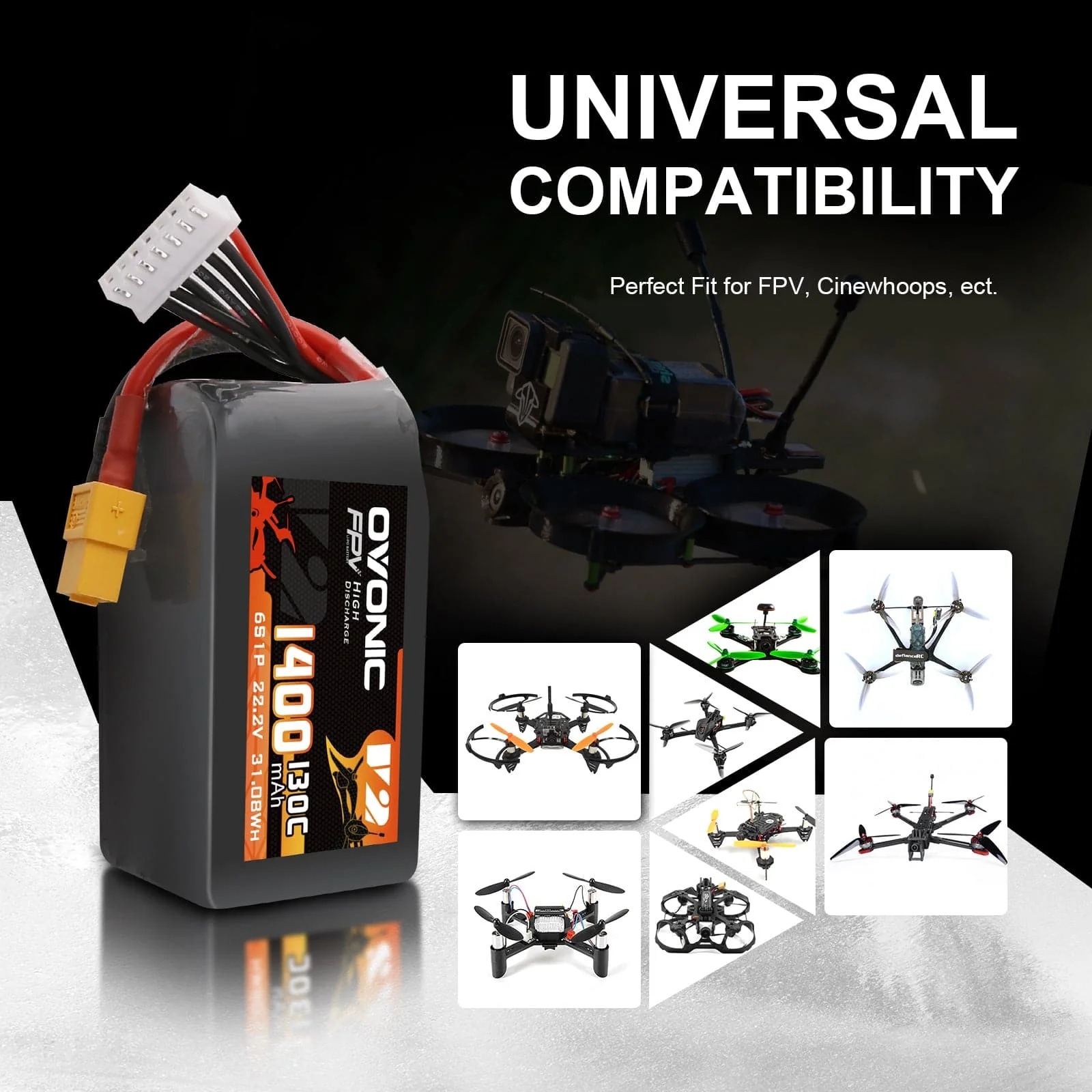 Ovonic 6S LiPo Batterij 22.2V  - Fpv Drone Goggles recensie en prijs